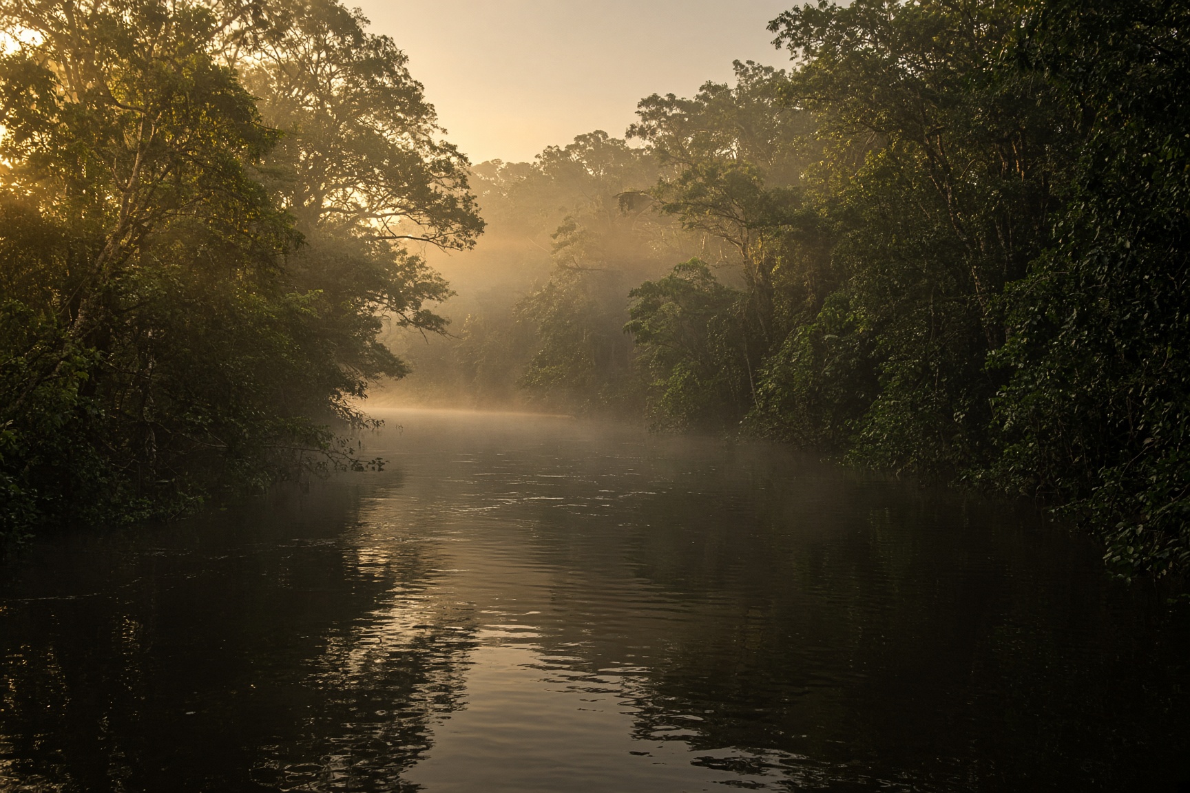 A misty river near Bahía Negra, Alto Paraguay